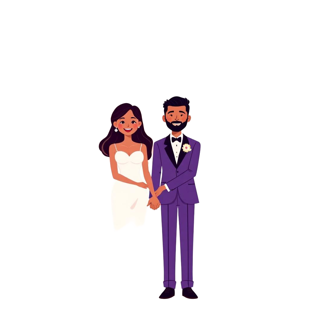 Illustrated wedding couple